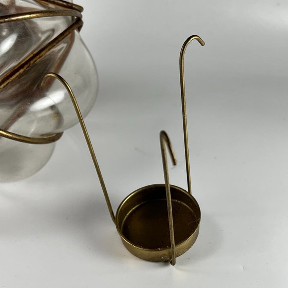 Vintage Handblown Round Wire Caged Glass Tea Light Candle Holder - Picture 12 of 16